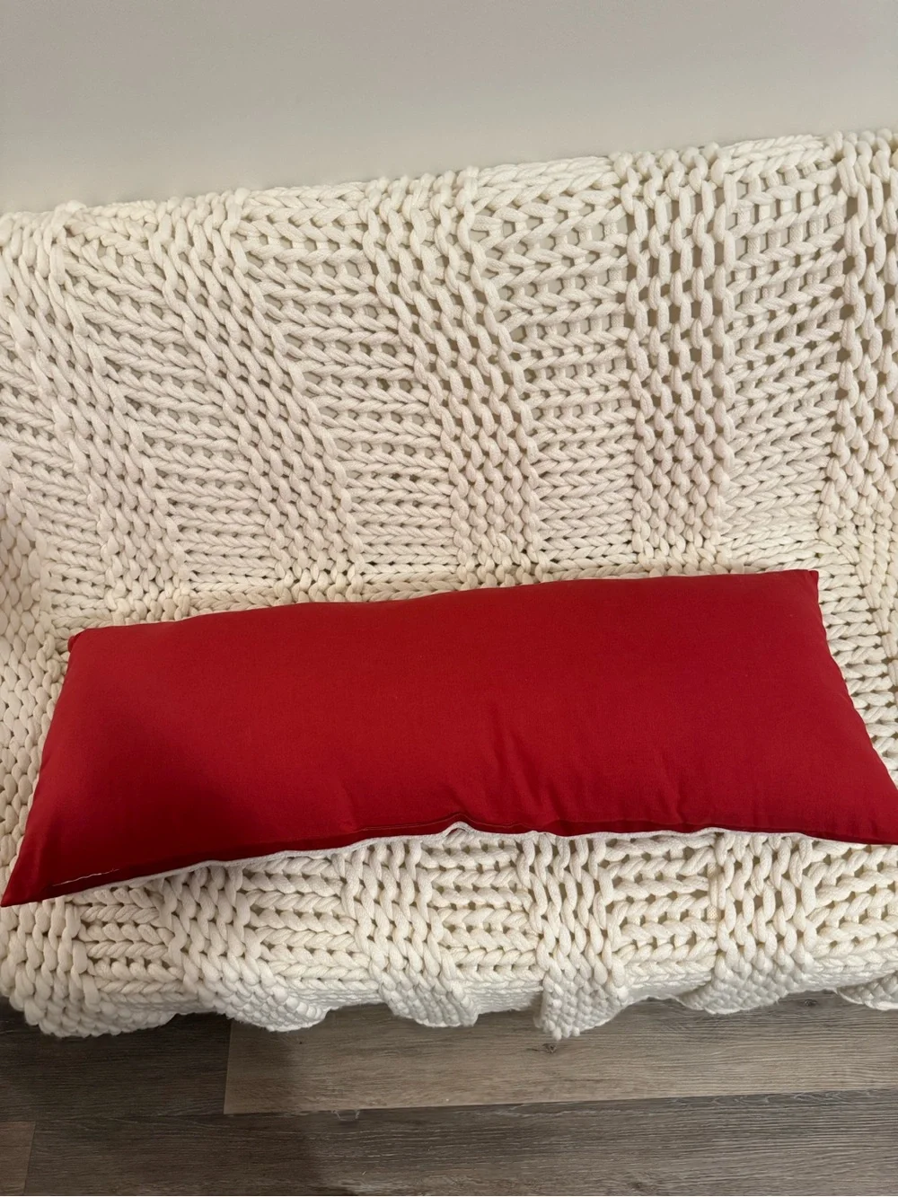 Merry Christmas Red Holiday Lumbar Pillow - Decorative Accent 34x13.5